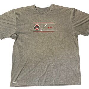 Ohio State Buckeyes NikeFit Dry Mens Gray Short Sleeve T-Shirt Size XL Printed